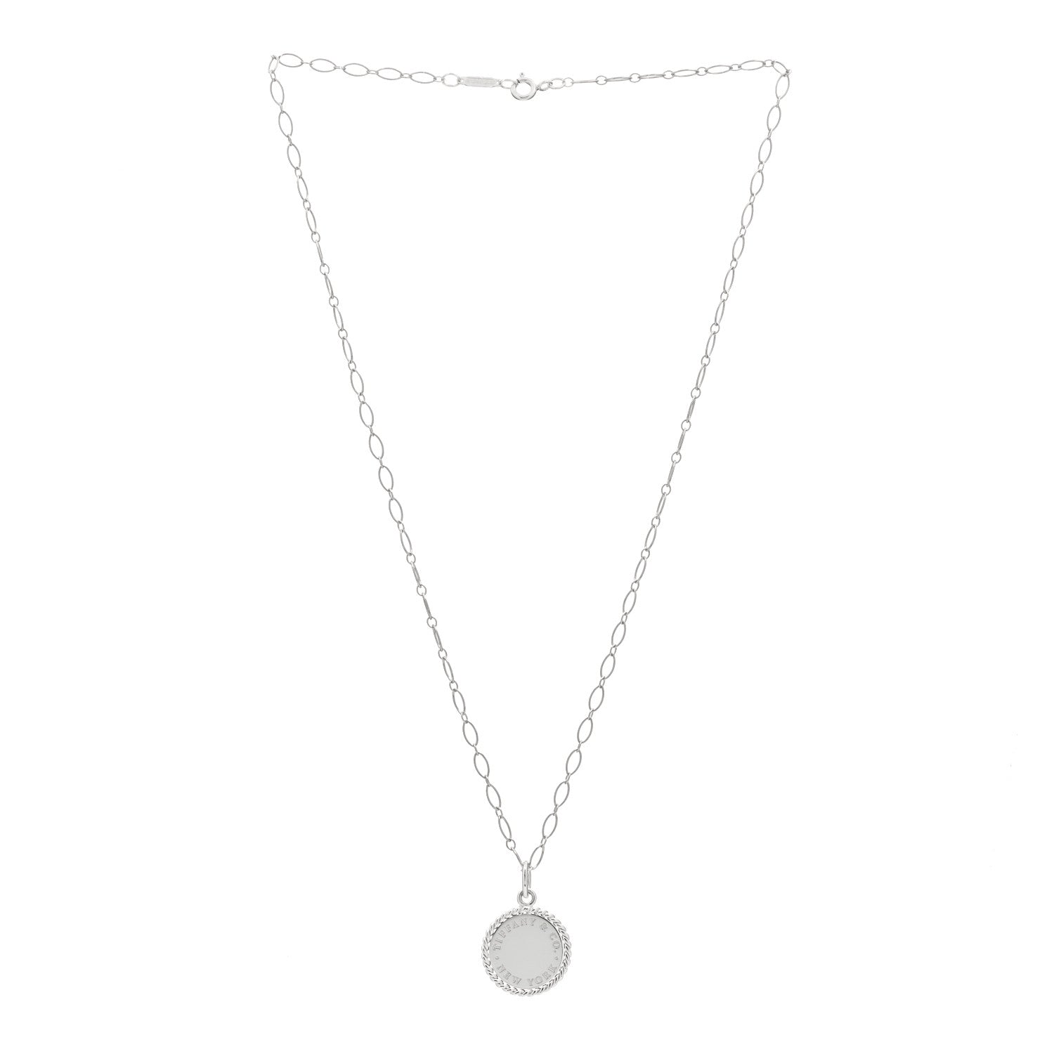 Tiffany Sterling Silver Twist Round Charm Link Necklace 3 of 5