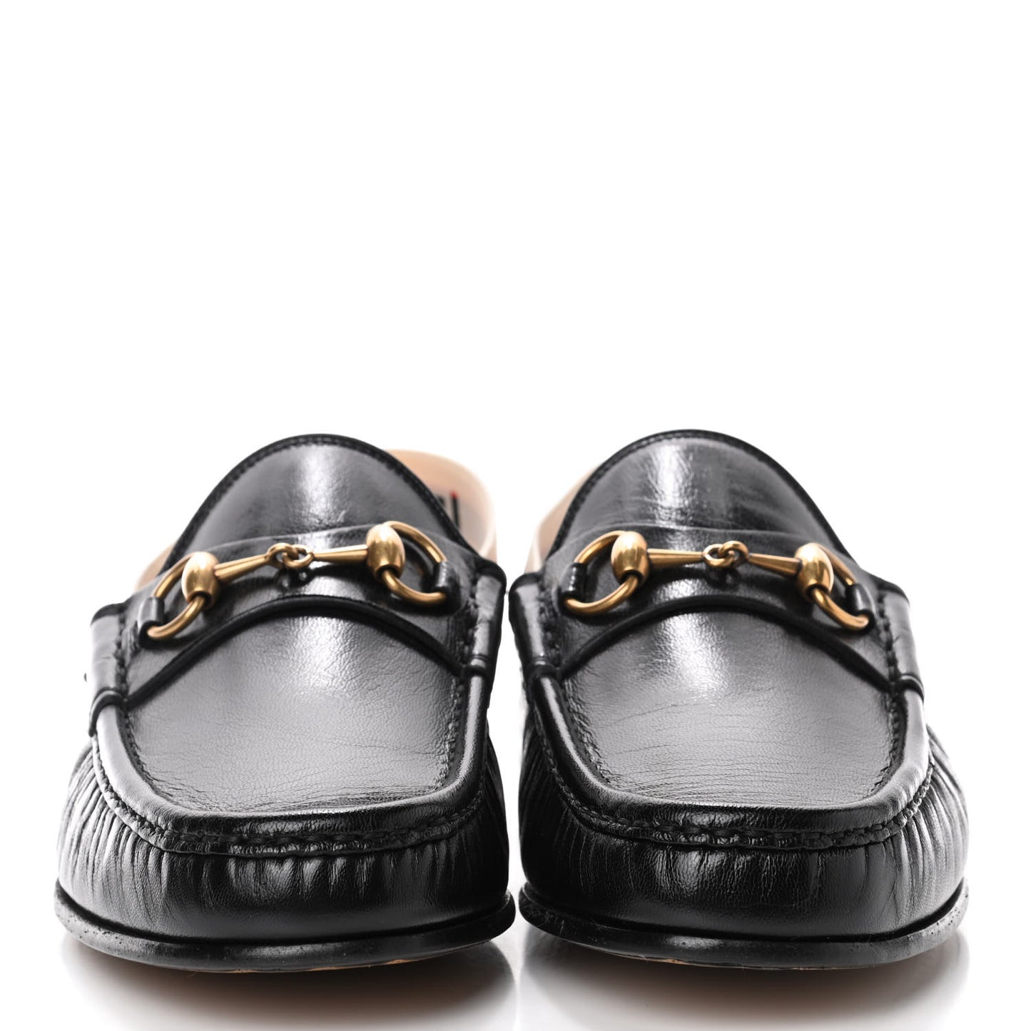 Goatskin Stripe Mens Horsebit Slingback Slippers 9 Black