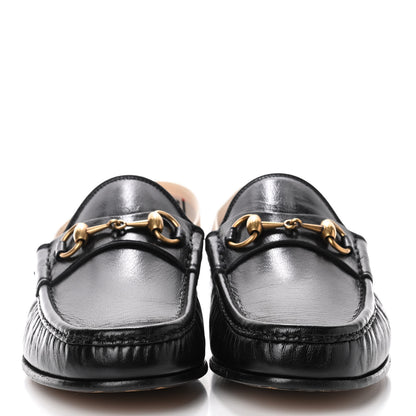 Gucci Goatskin Stripe Mens Horsebit Slingback Slippers 9 Black 2 of 5