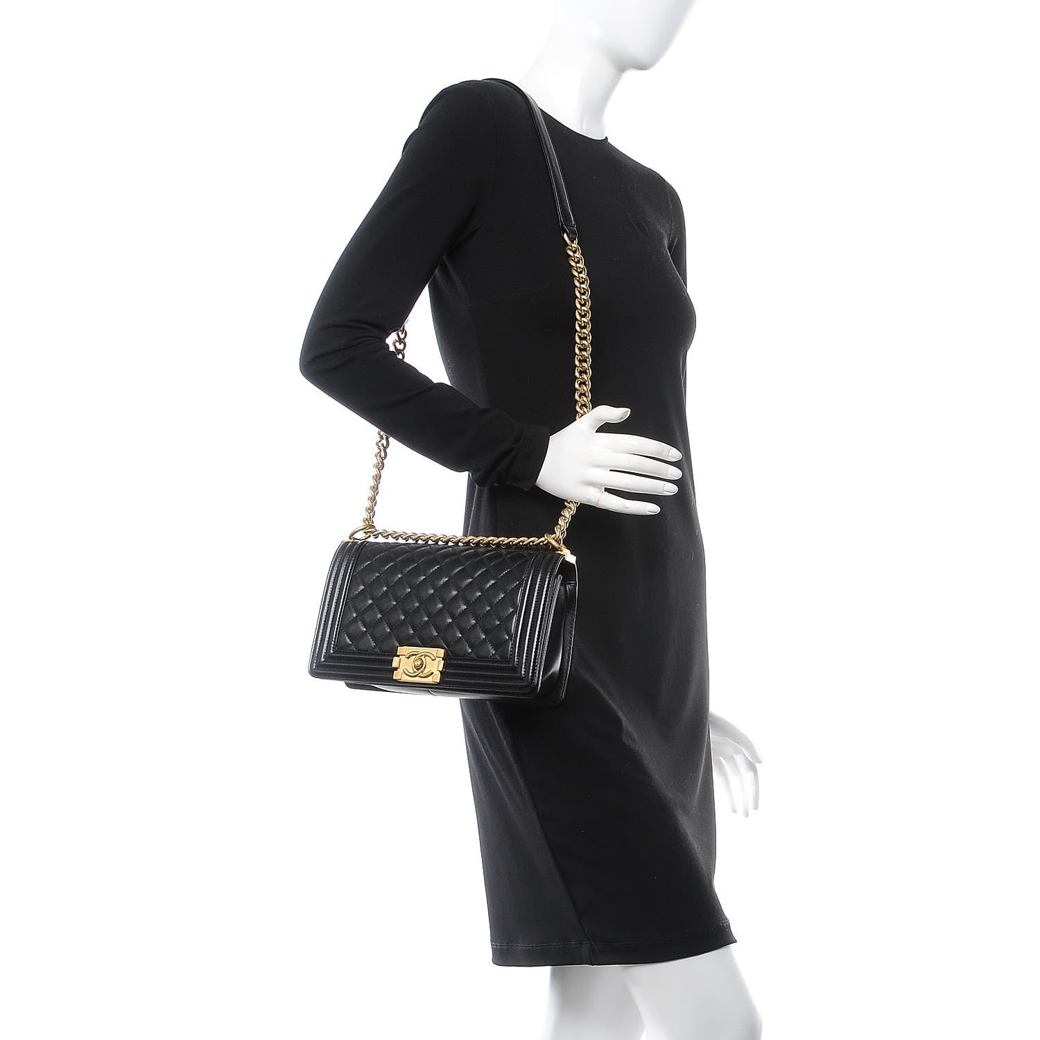 Chanel Lambskin Quilted Medium Boy Flap Black 2 of 7