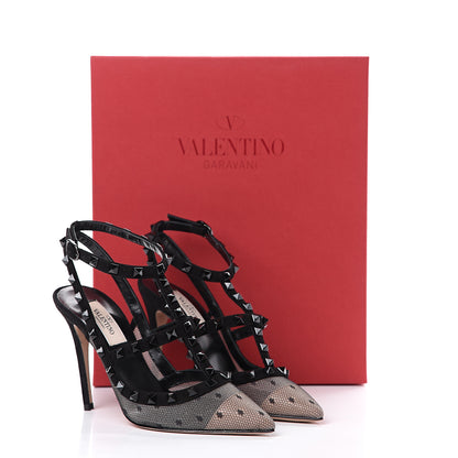 Valentino Garavani Mesh Point d'Esprit Suede Rockstud Ankle Strap 100mm Pumps 36 Black 9 of 9