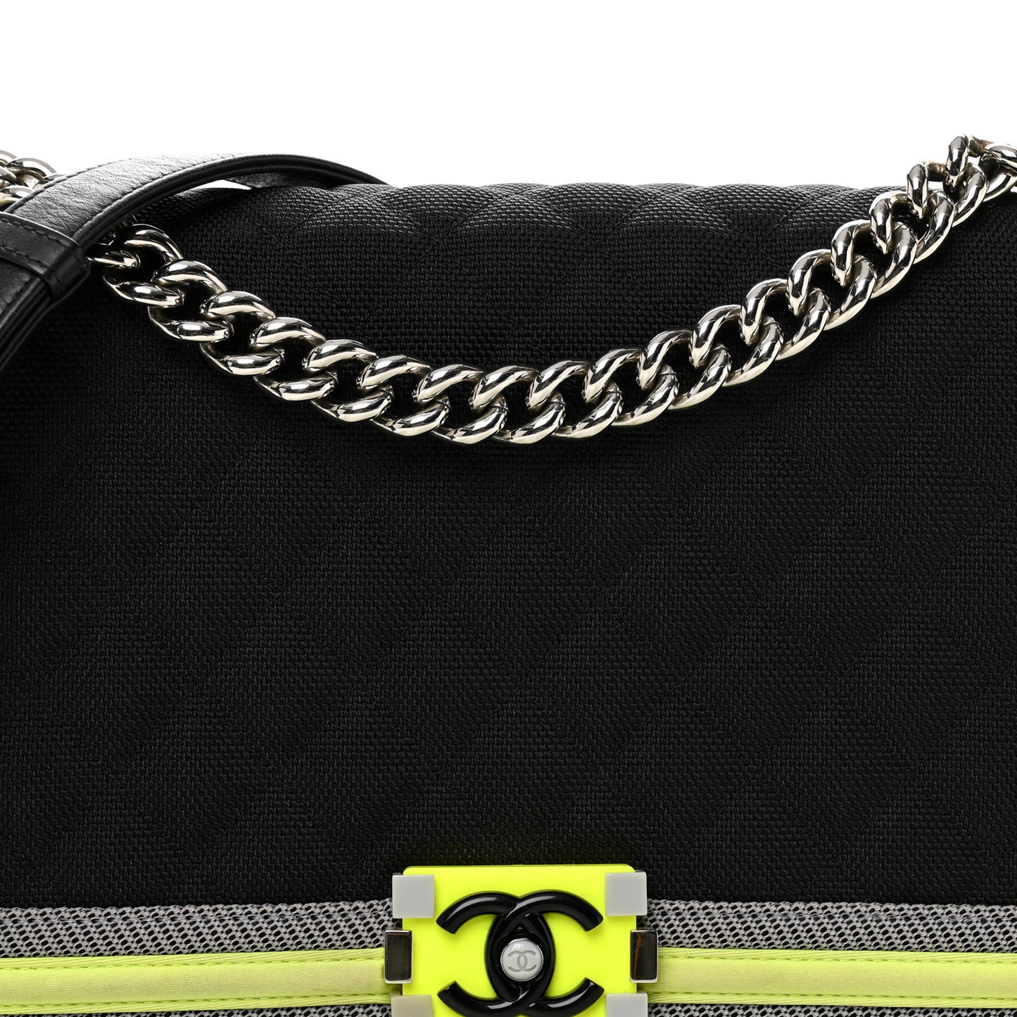 Canvas Quilted New Medium Fluo Boy Flap Black Grey Yellow