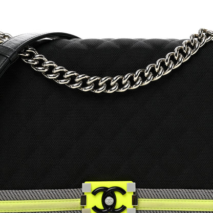 Chanel Canvas Quilted New Medium Fluo Boy Flap Black Grey Yellow 8 of 12