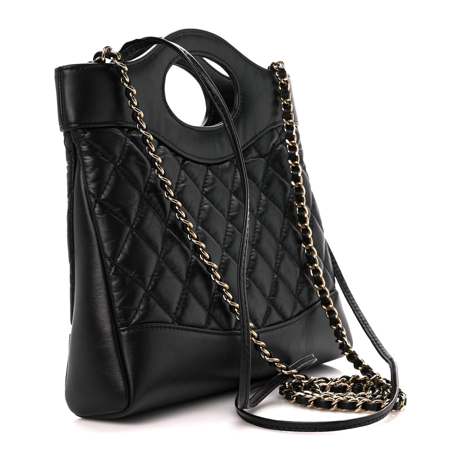 Chanel Aged Calfskin Quilted Mini 31 Shopping Bag Black 4 of 11