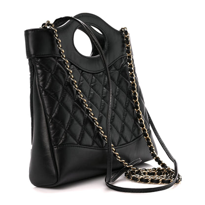Chanel Aged Calfskin Quilted Mini 31 Shopping Bag Black 4 of 11