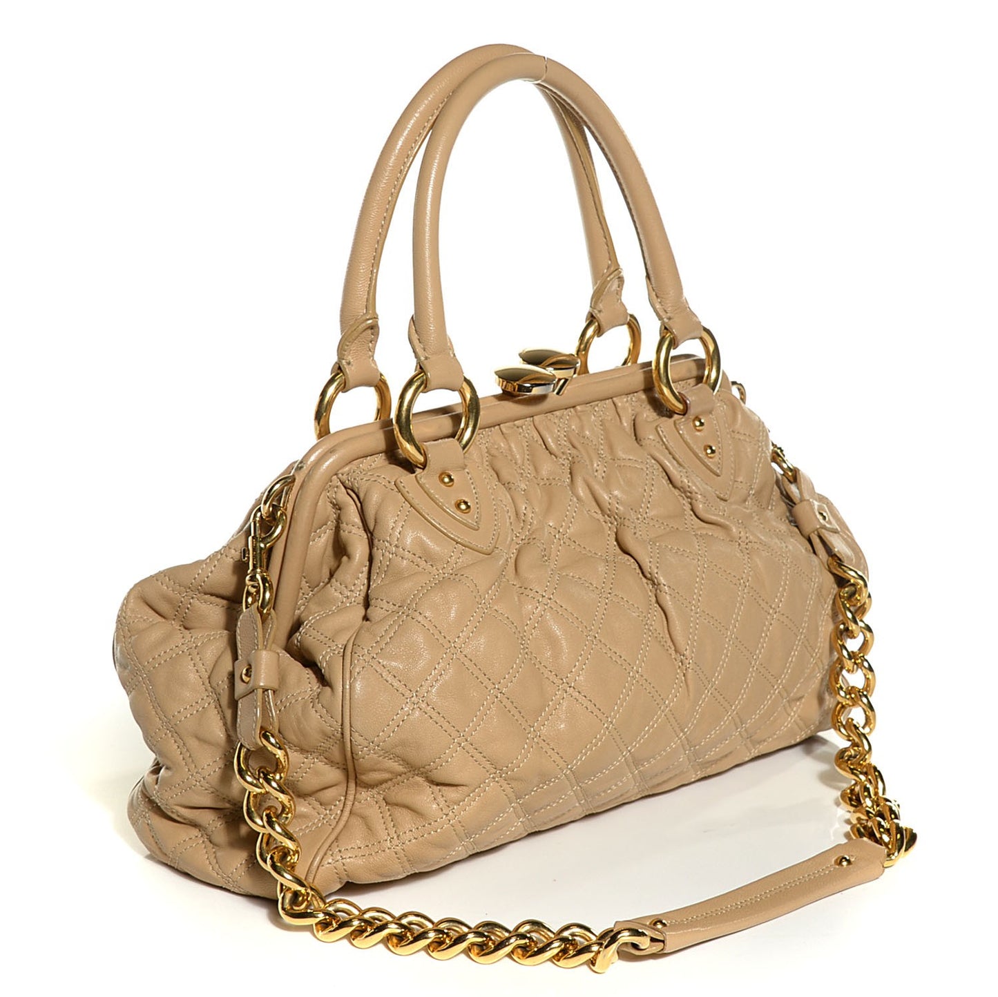 Calfskin Quilted Stam Camel