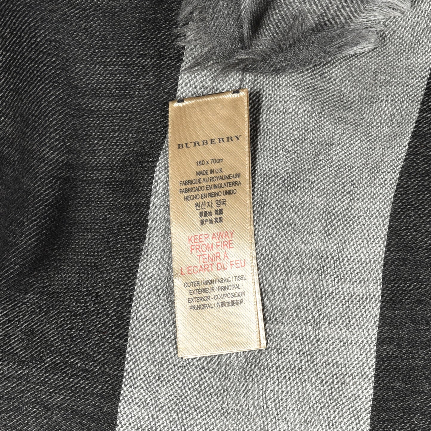 Cashmere Giant Check Lightweight Scarf Grey