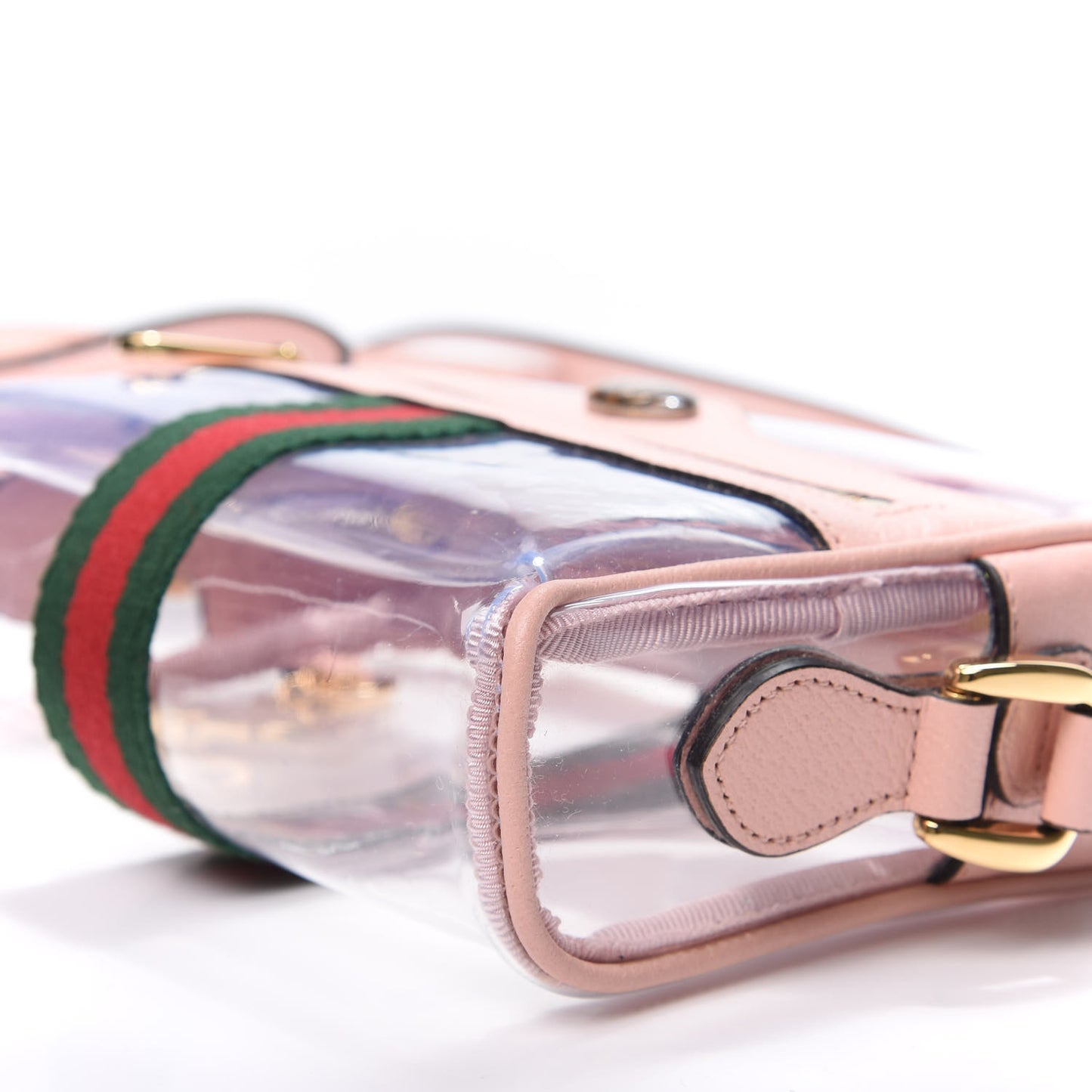 Vinyl Web Mini Ophidia Transparent Shoulder Bag Perfect Pink