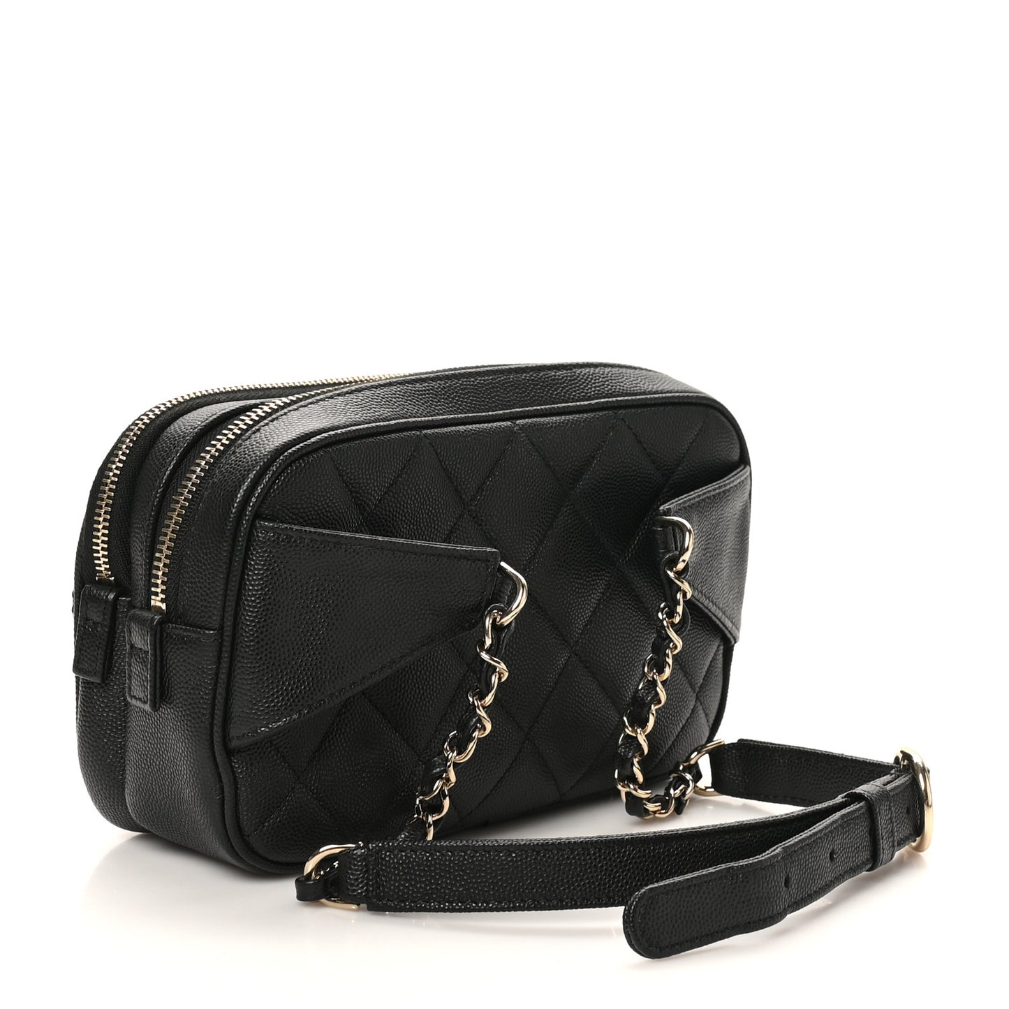 Caviar Quilted Waist Bag With Pouch Black