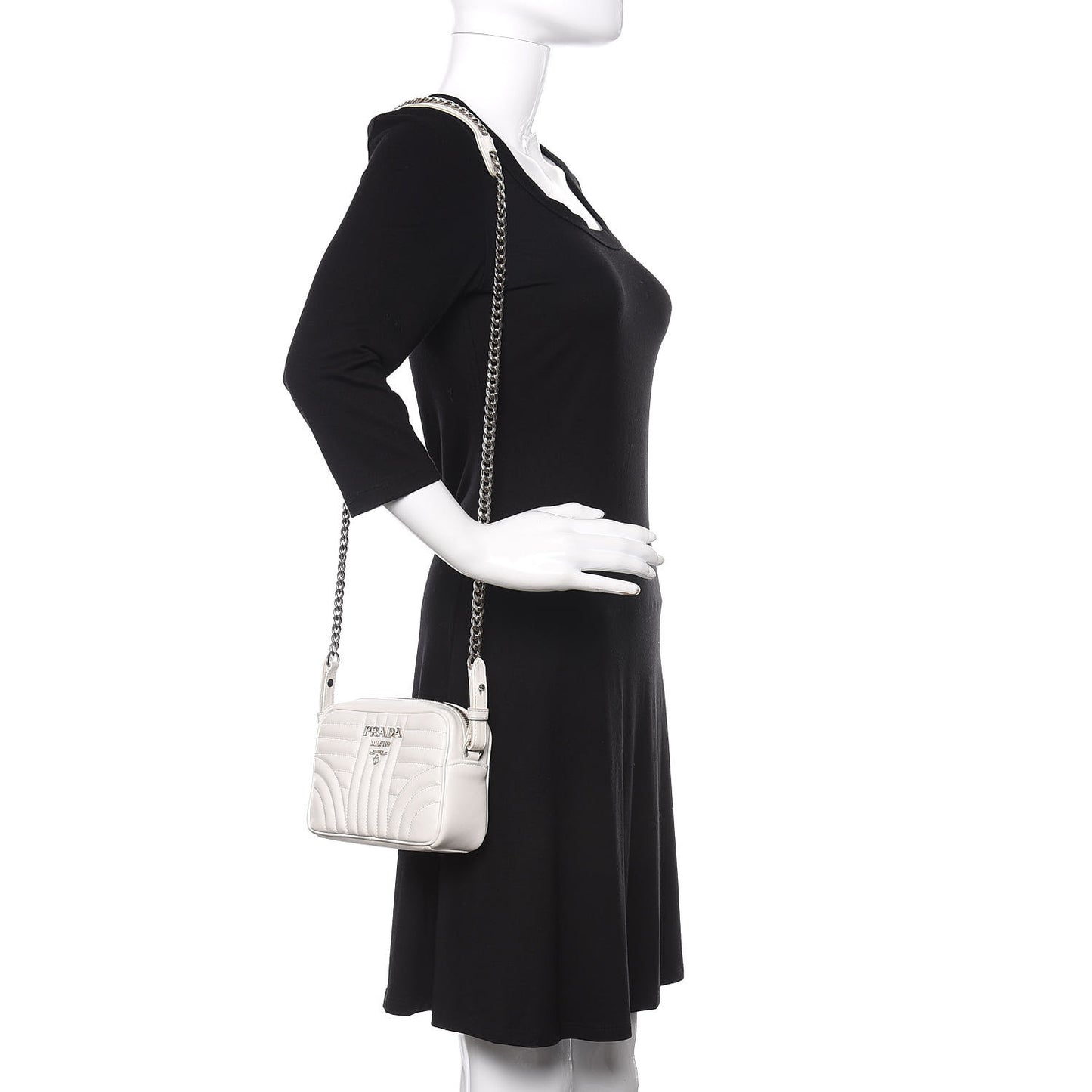 Soft Calfskin Diagramme Crossbody Bag White