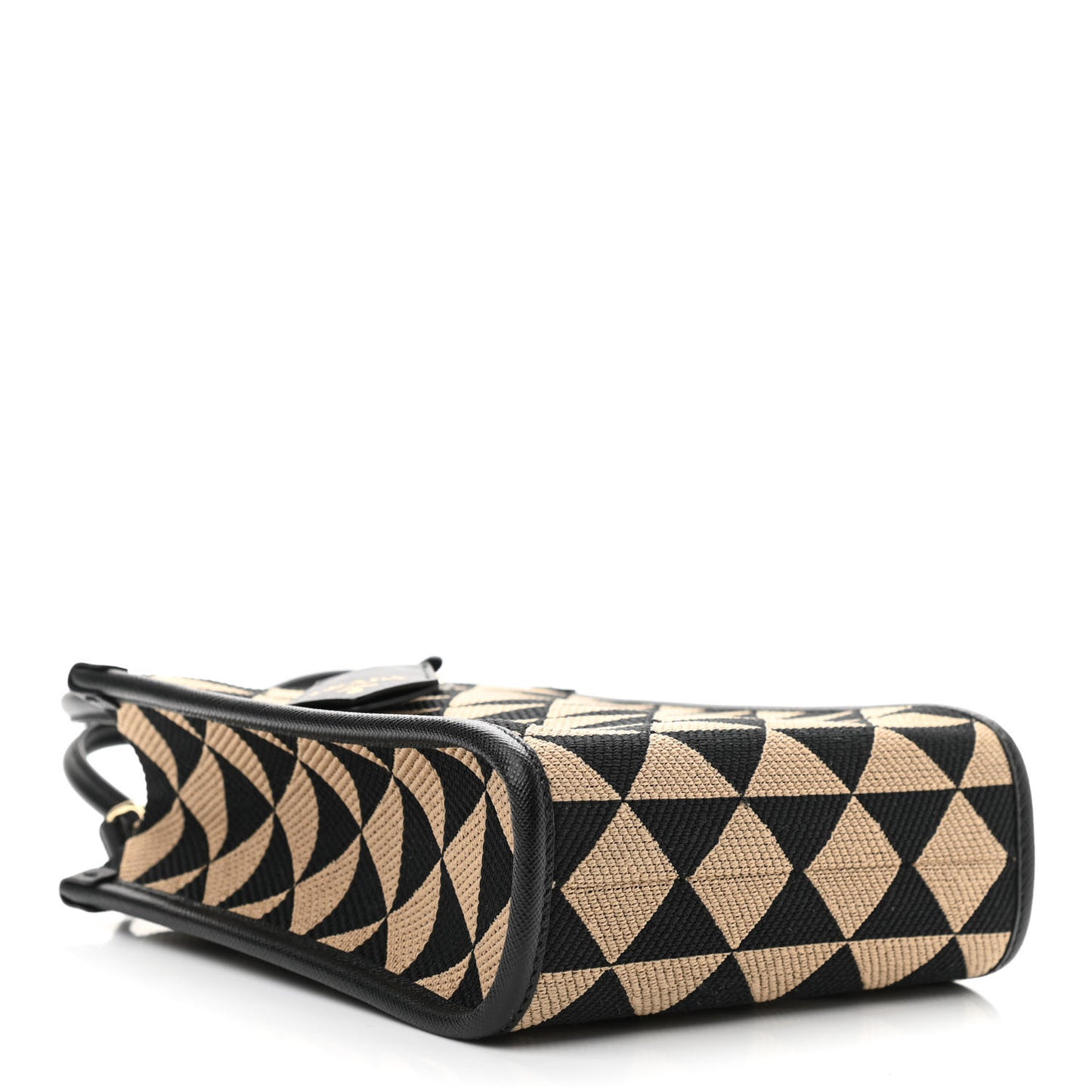 Jacquard Saffiano Triangolo Symbole Embroidered Micro Tote Black Corda