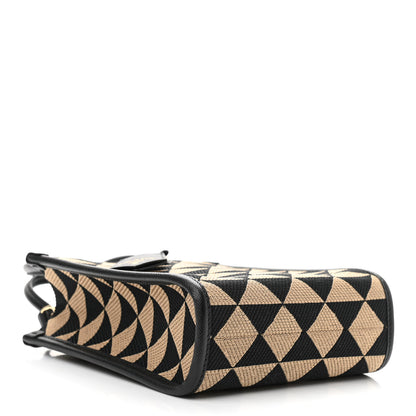 Prada Jacquard Saffiano Triangolo Symbole Embroidered Micro Tote Black Corda 4 of 9