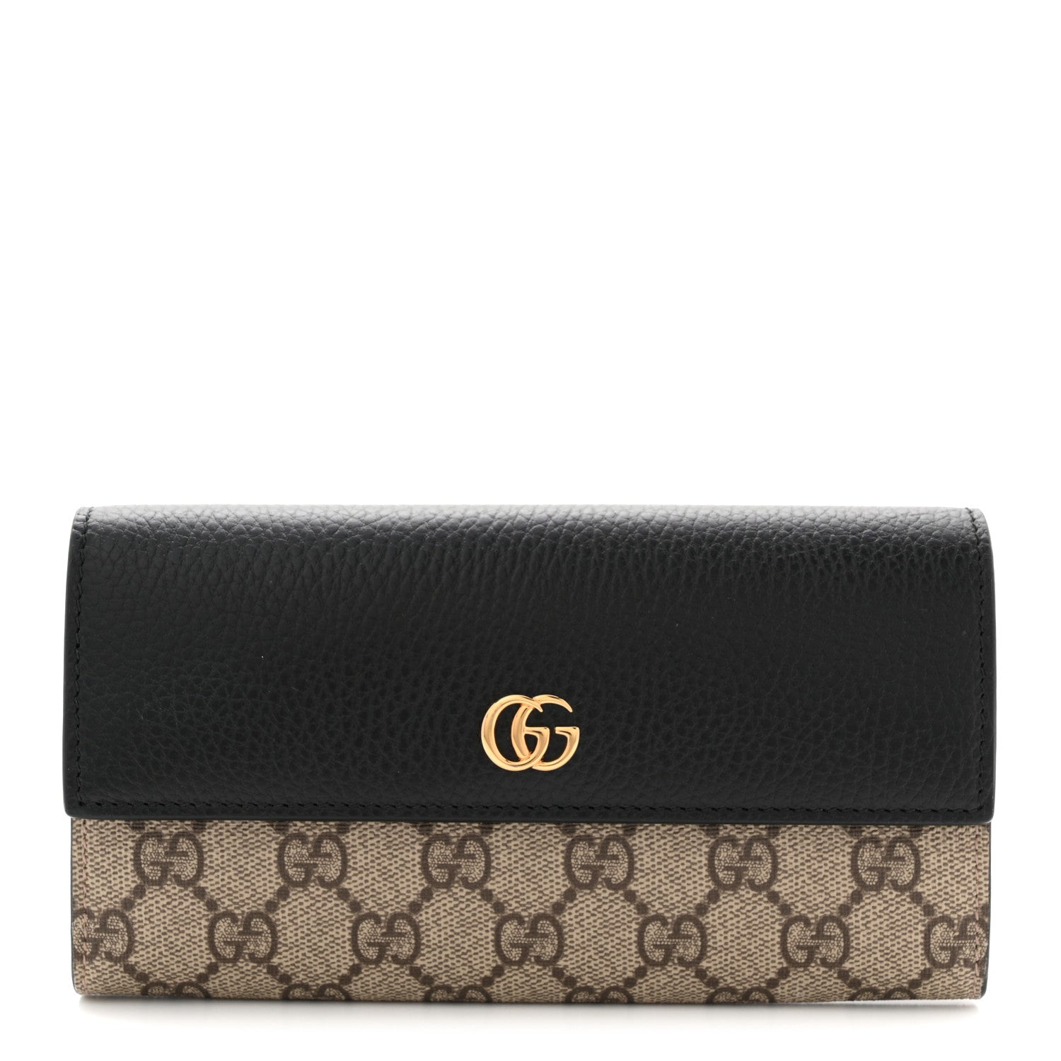 Gucci Dollar Calfskin GG Supreme Monogram GG Marmont Continental Wallet Black Beige Ebony 1 of 9