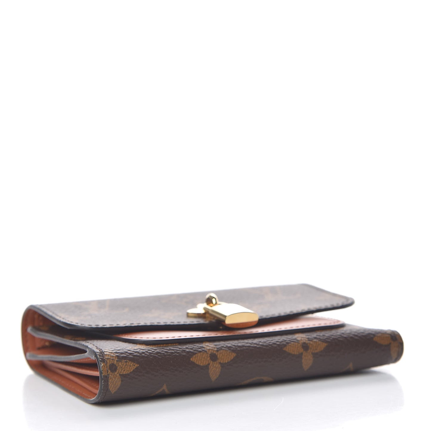 Monogram Flower Lock Compact Wallet Caramel