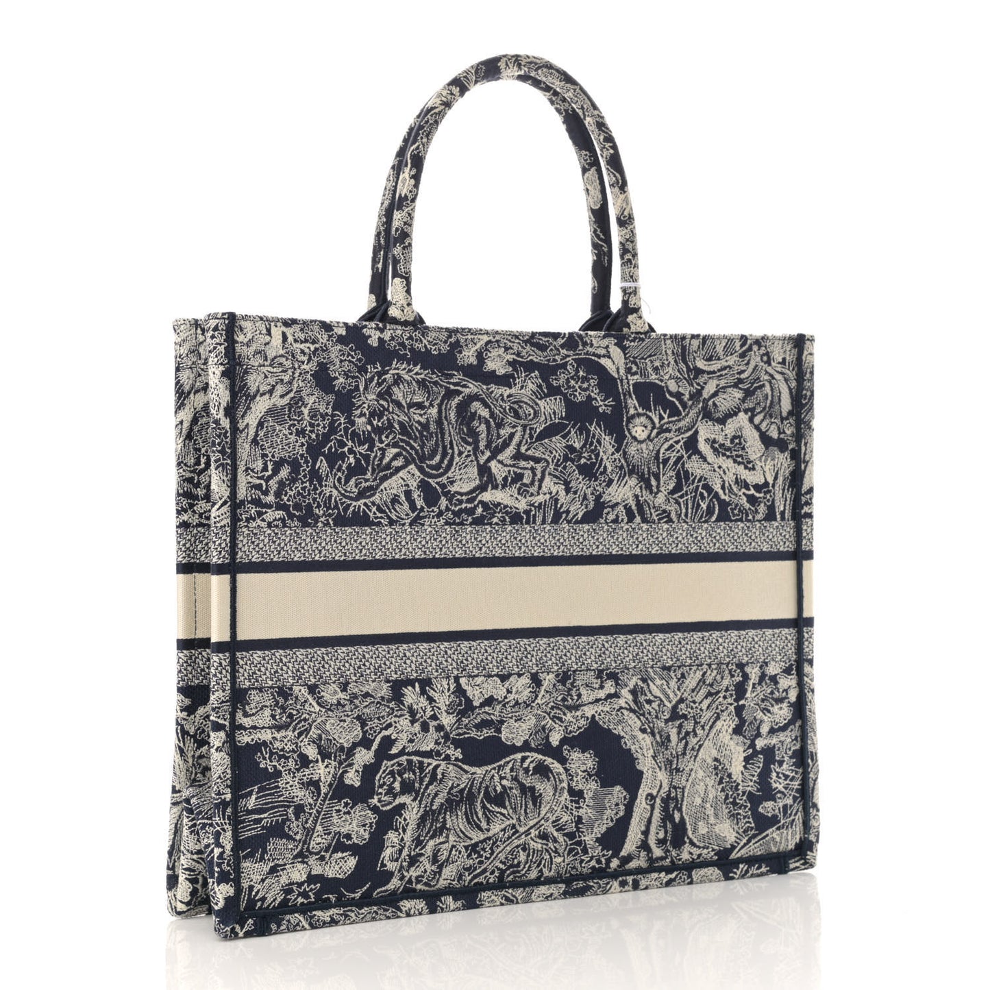 Canvas Embroidered Large Dioriviera Toile De Jouy Reverse Book Tote Blue