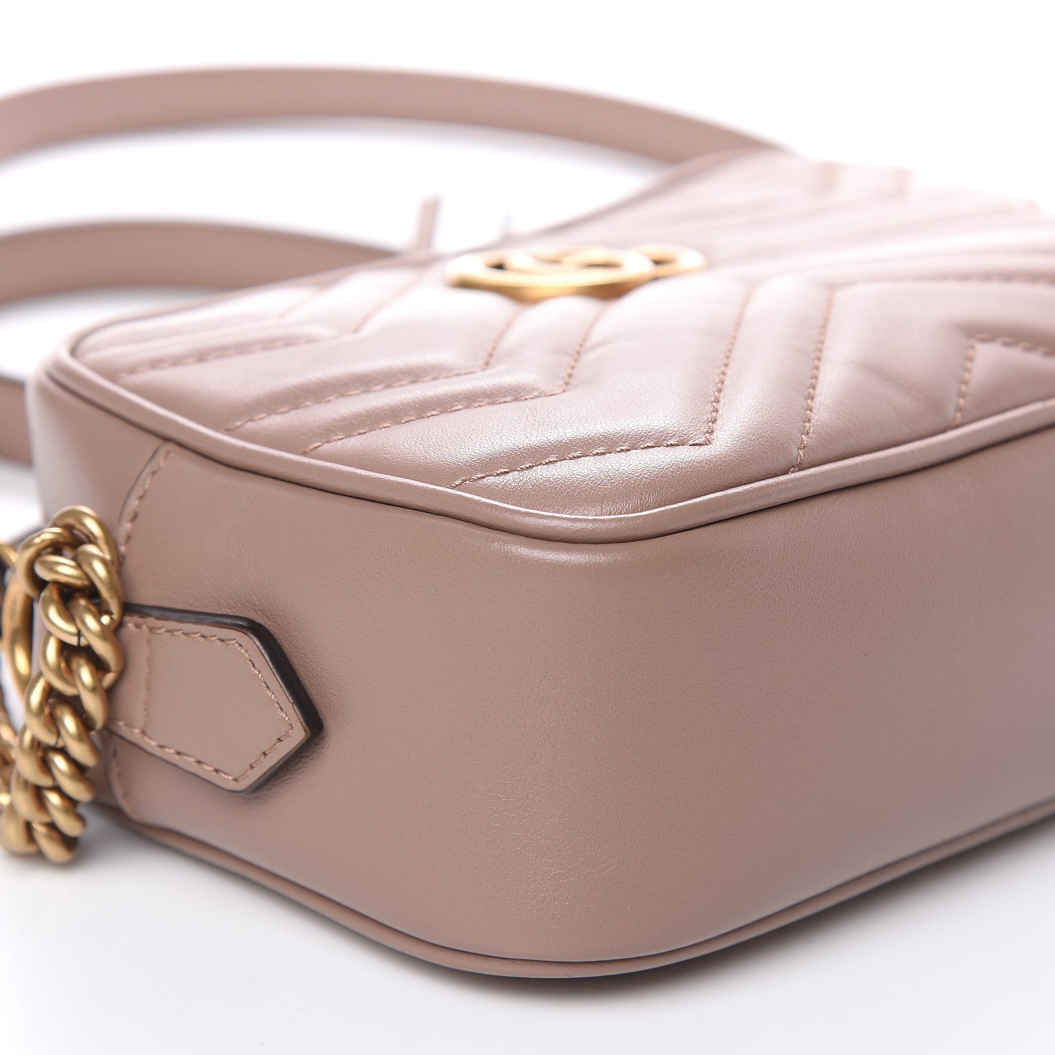 Gucci Calfskin Matelasse Mini GG Marmont Chain Shoulder Bag Porcelain Rose 8 of 10