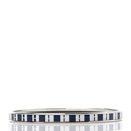 Hermes Printed Enamel OP'H Extra Narrow Bracelet 70 Ultramarine White 3 of 5