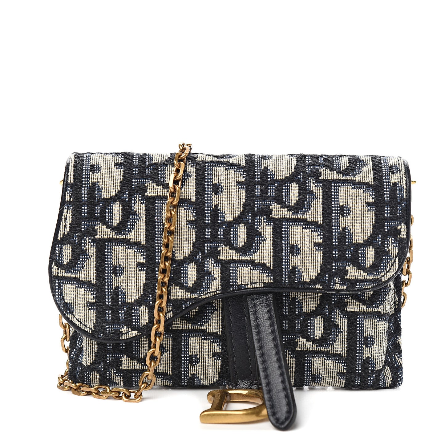 Oblique Nano Saddle Chain Pouch Blue