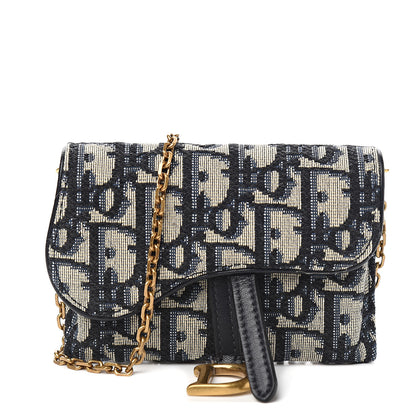 Christian Dior Oblique Nano Saddle Chain Pouch Blue 1 of 8