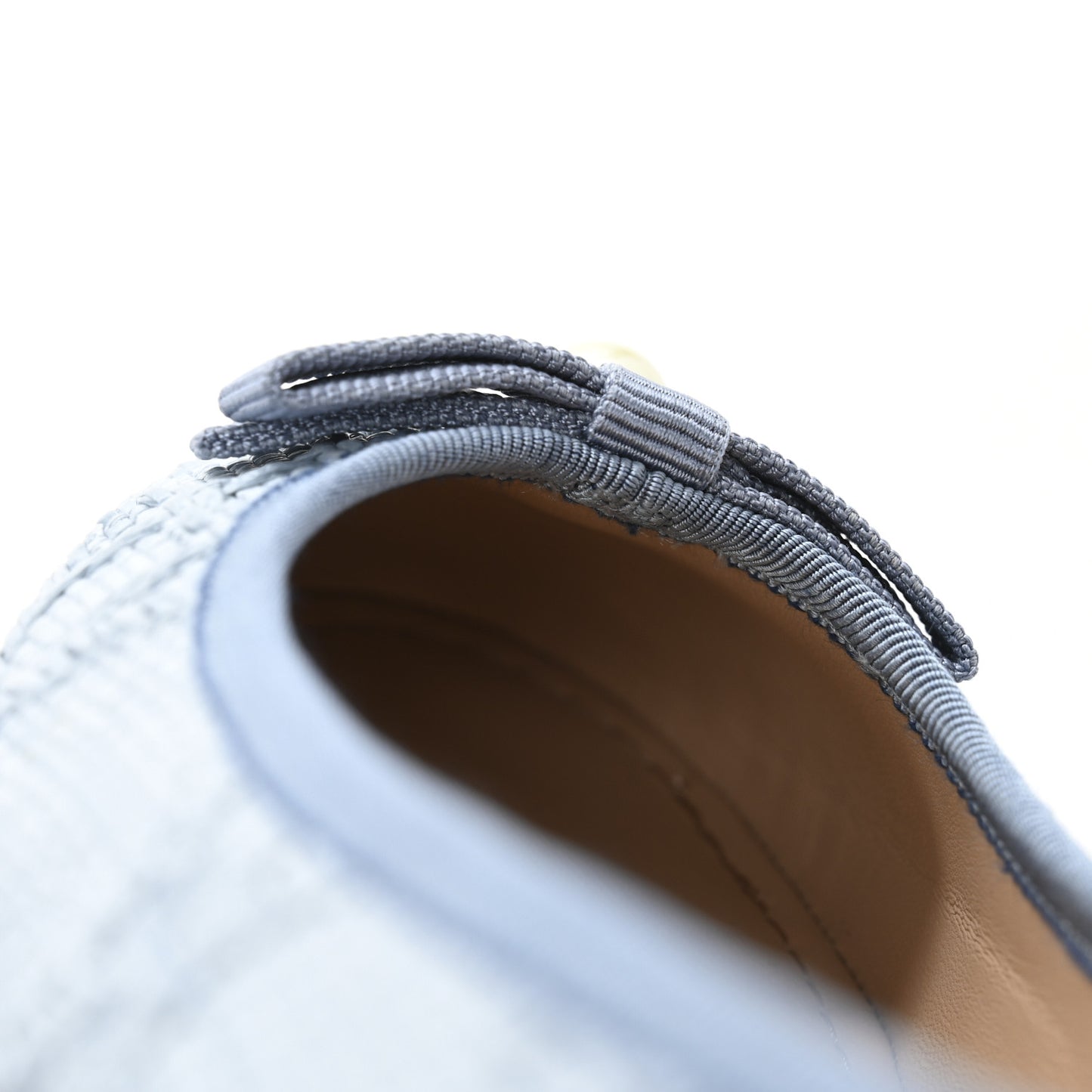 Raffia Cannage Ballet Flat 38 Bleu Pastel