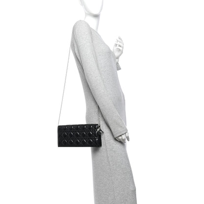 Christian Dior Lambskin Cannage Lady Dior Convertible Clutch Black 2 of 9