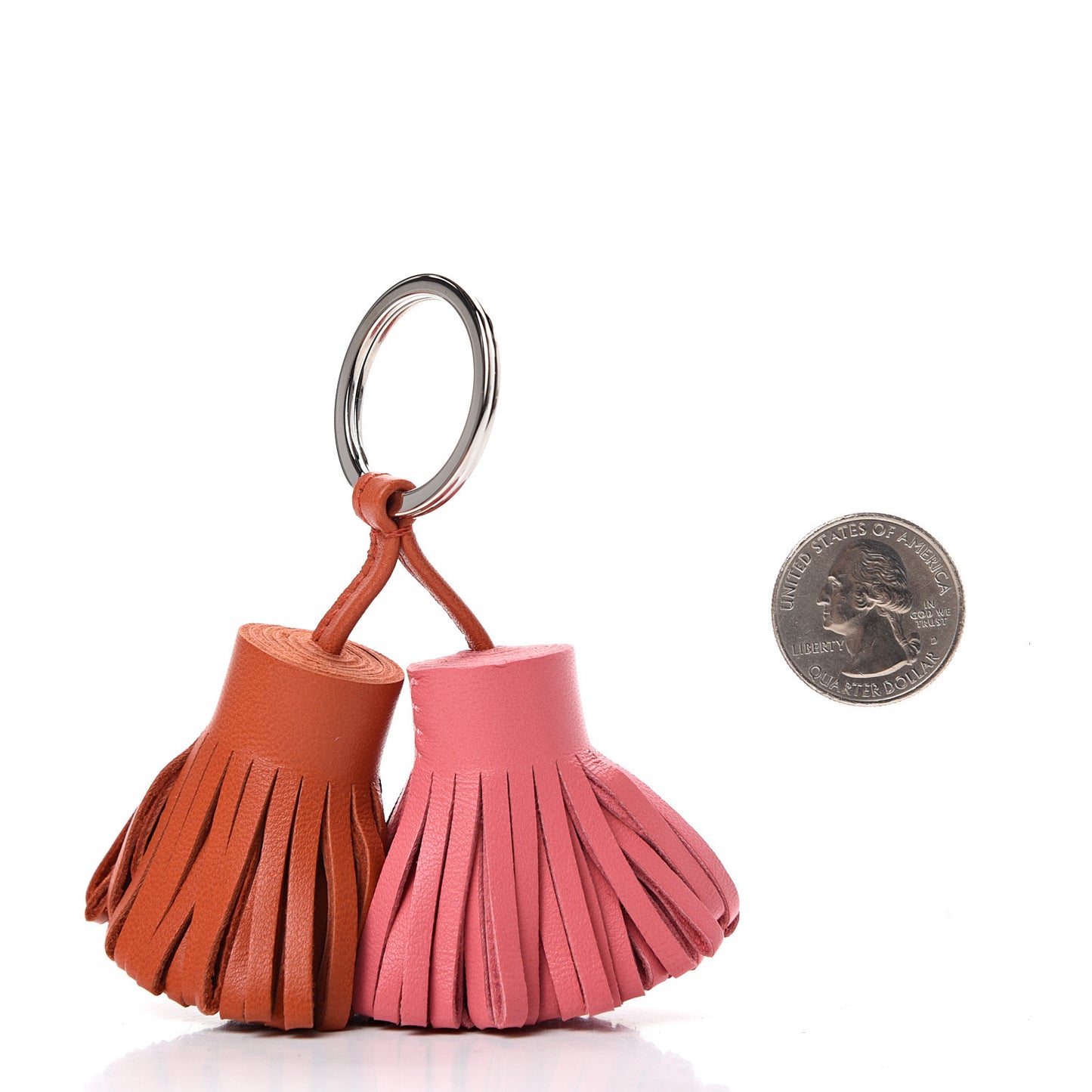 Lambskin Carmen Uno-Dos Key Holder Rose Azalee Orange Poppy