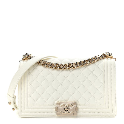 Chanel Caviar Quilted Medium Boy Flap White 1 of 9
