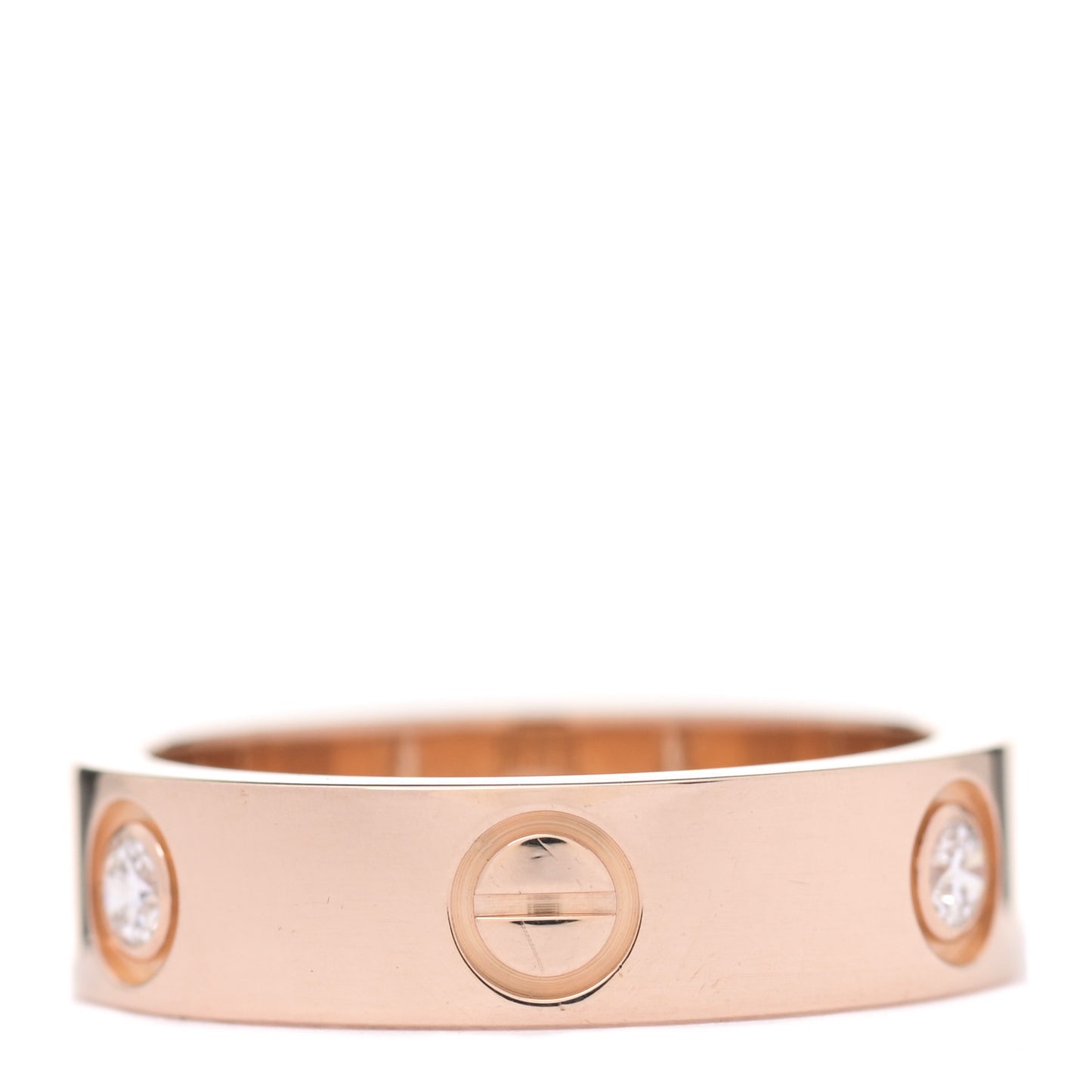 18K Pink Gold 3 Diamond 5.5mm LOVE Ring 56 7.5
