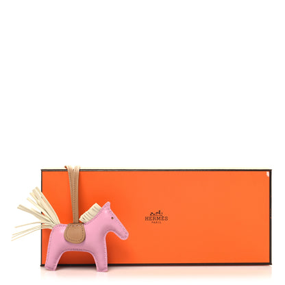 Hermes Milo Lambskin Grigri Rodeo Horse Bag Charm PM Mauve Sylvestre Craie Chai 2 of 4