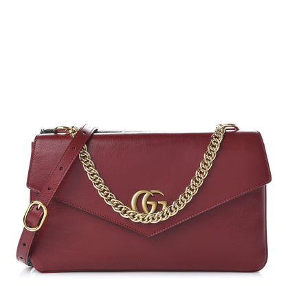 Gucci Calfskin Diagonal GG Medium Thiara Double Envelope Shoulder Bag Black Red 1 of 10