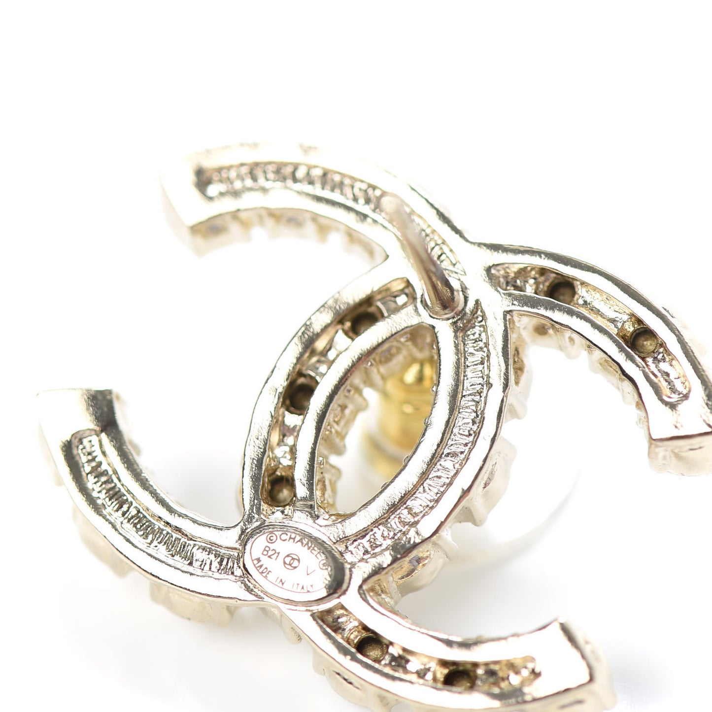 Crystal Pearl CC Dazzling Domino Earrings Gold