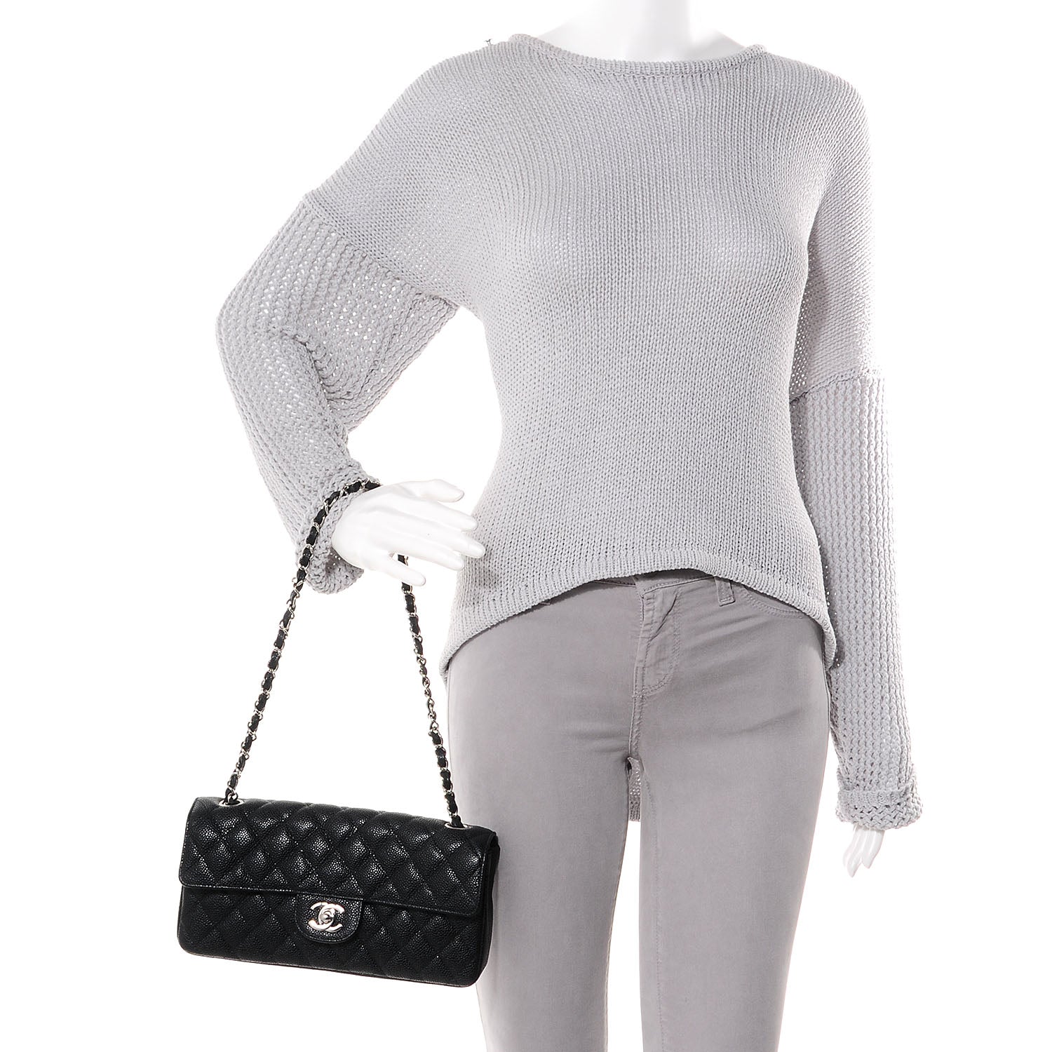 Chanel Caviar East West Flap Bag Black 2 of 8