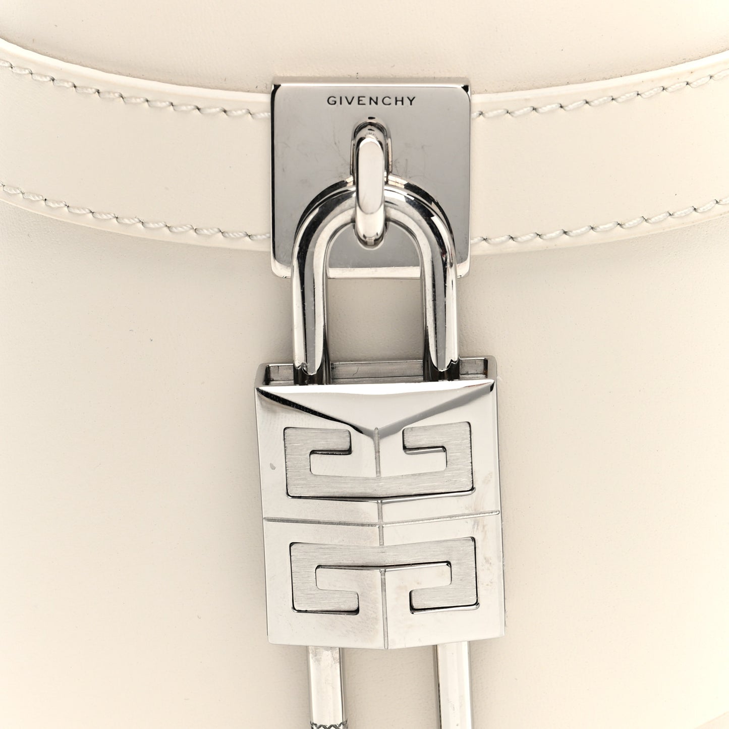 Box Calfskin Micro Shark Lock Bucket Bag White