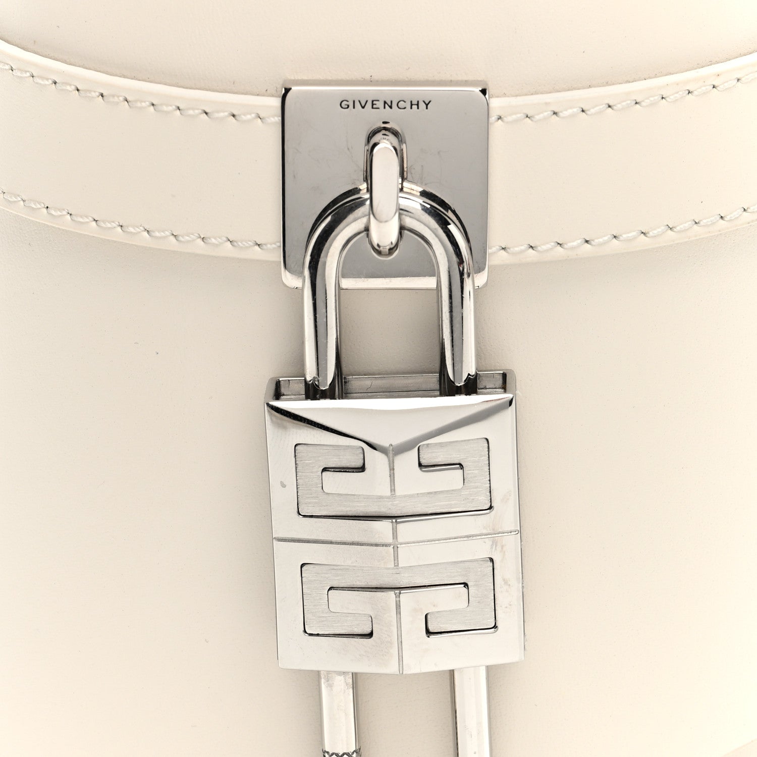 Givenchy Box Calfskin Micro Shark Lock Bucket Bag White 7 of 9