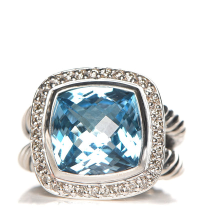 David Yurman Sterling Silver Diamond Blue Topaz 11mm Albion Ring 51 5.75 1 of 6