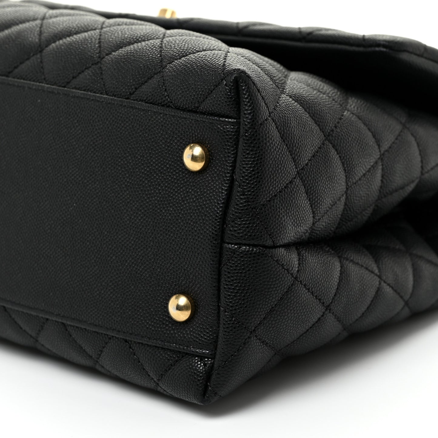 Caviar Lizard Quilted Medium Coco Handle Flap Black