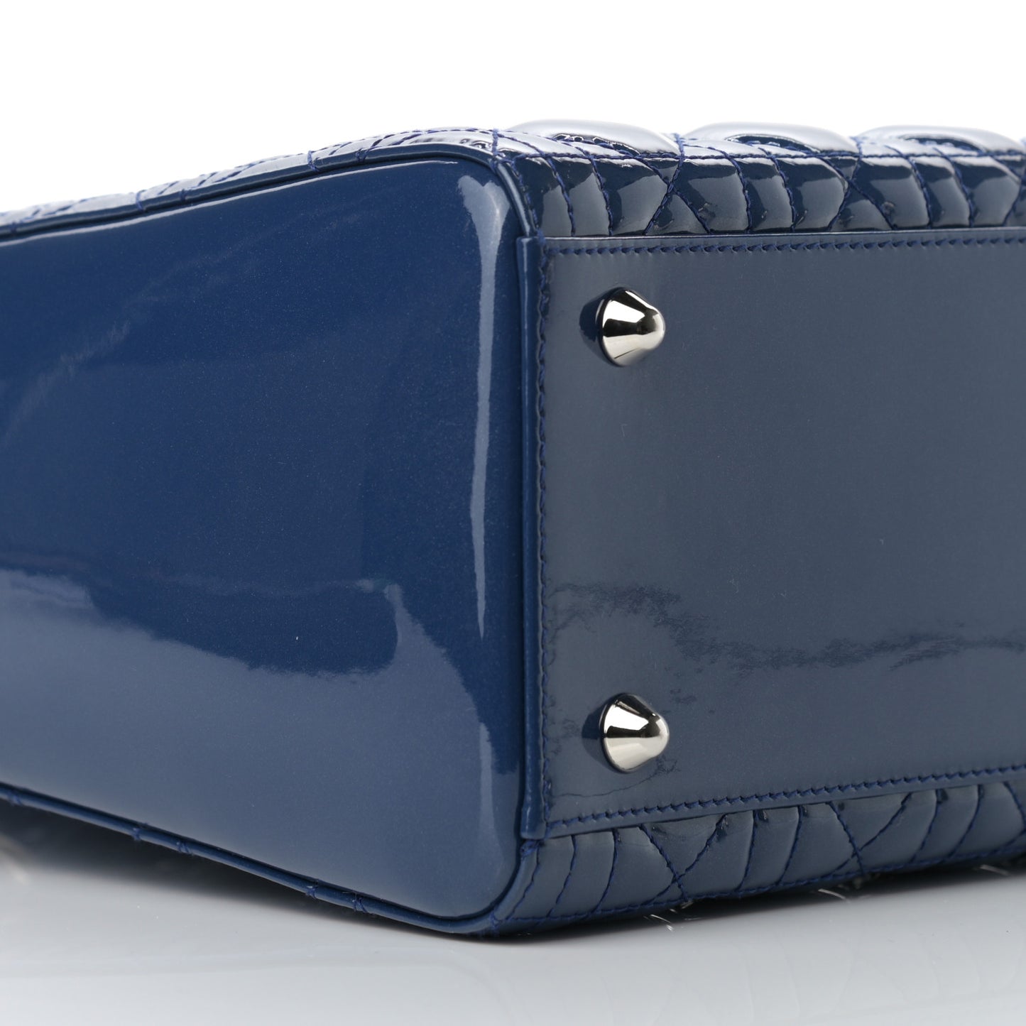 Patent Cannage Large Lady Dior Blue
