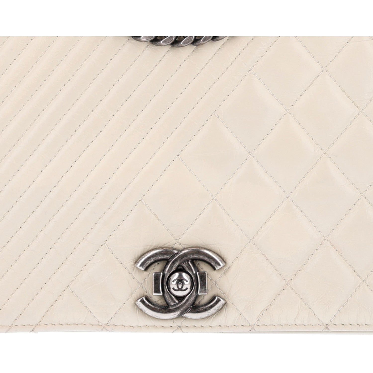 Chanel Glazed Calfskin Quilted Medium Coco Boy Flap White 8 of 10