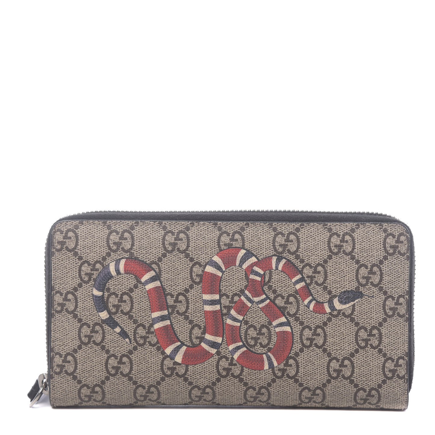GG Supreme Monogram Kingsnake Zip Around Wallet Black