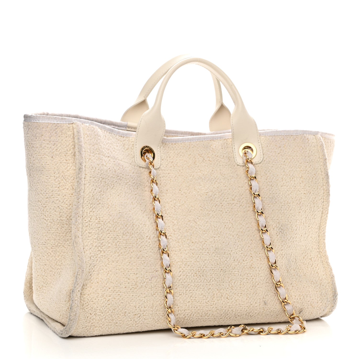 Chanel Lurex Boucle Medium Deauville Tote White 3 of 12