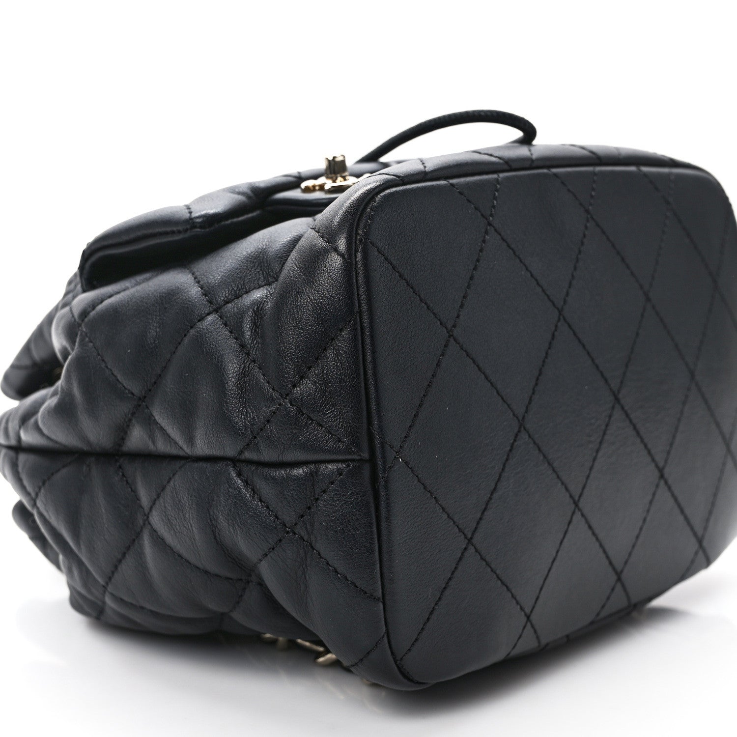 Chanel Lambskin Quilted Double Pocket Drawstring Backpack Black 9 of 11