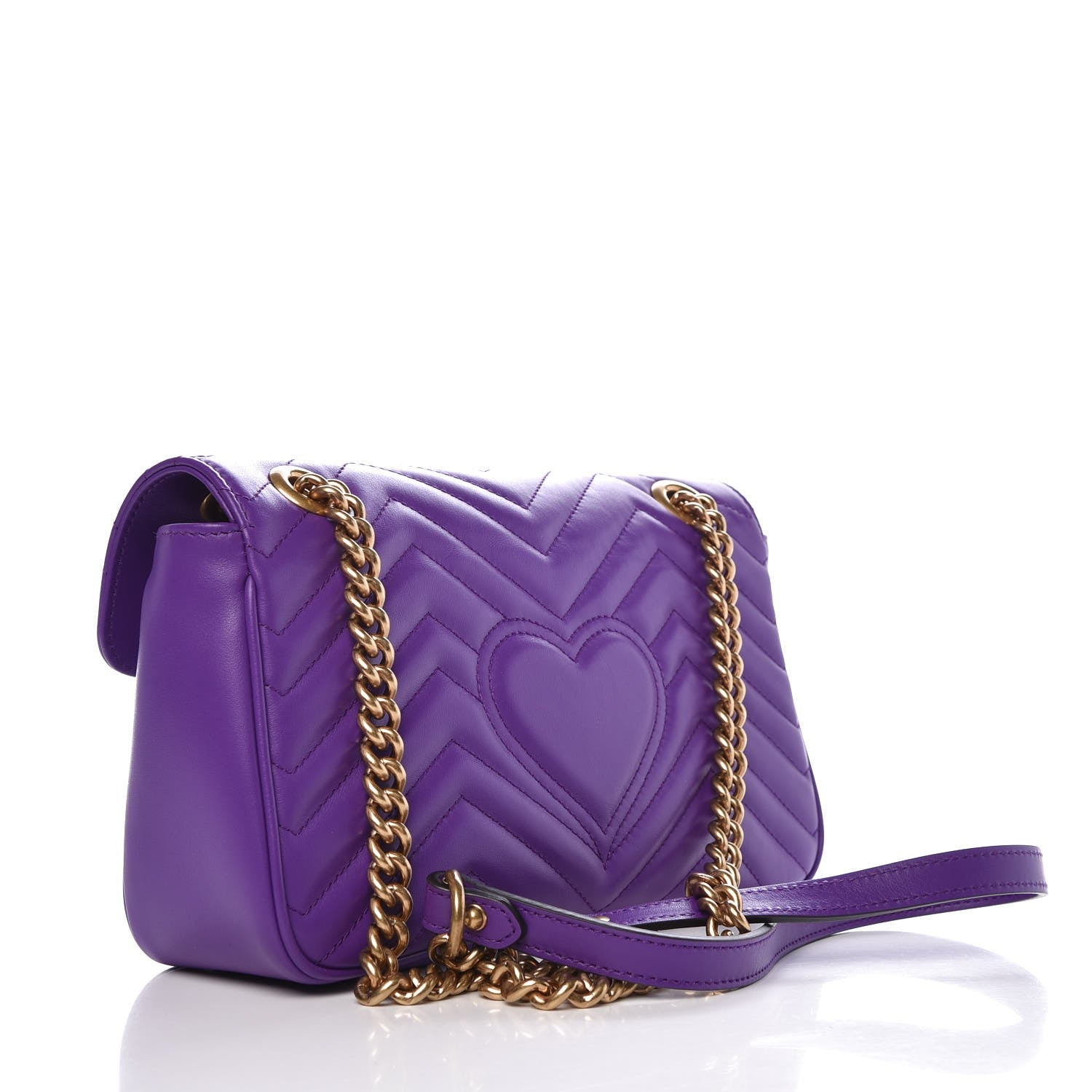 Gucci Calfskin Matelasse Small GG Marmont Shoulder Bag Shine Purple 3 of 7