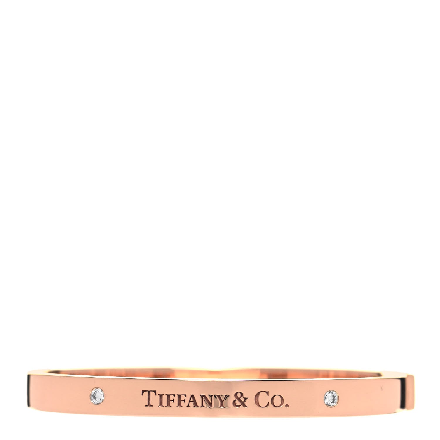 Tiffany 18K Rose Gold Diamond Hinged Bangle Bracelet 1 of 4