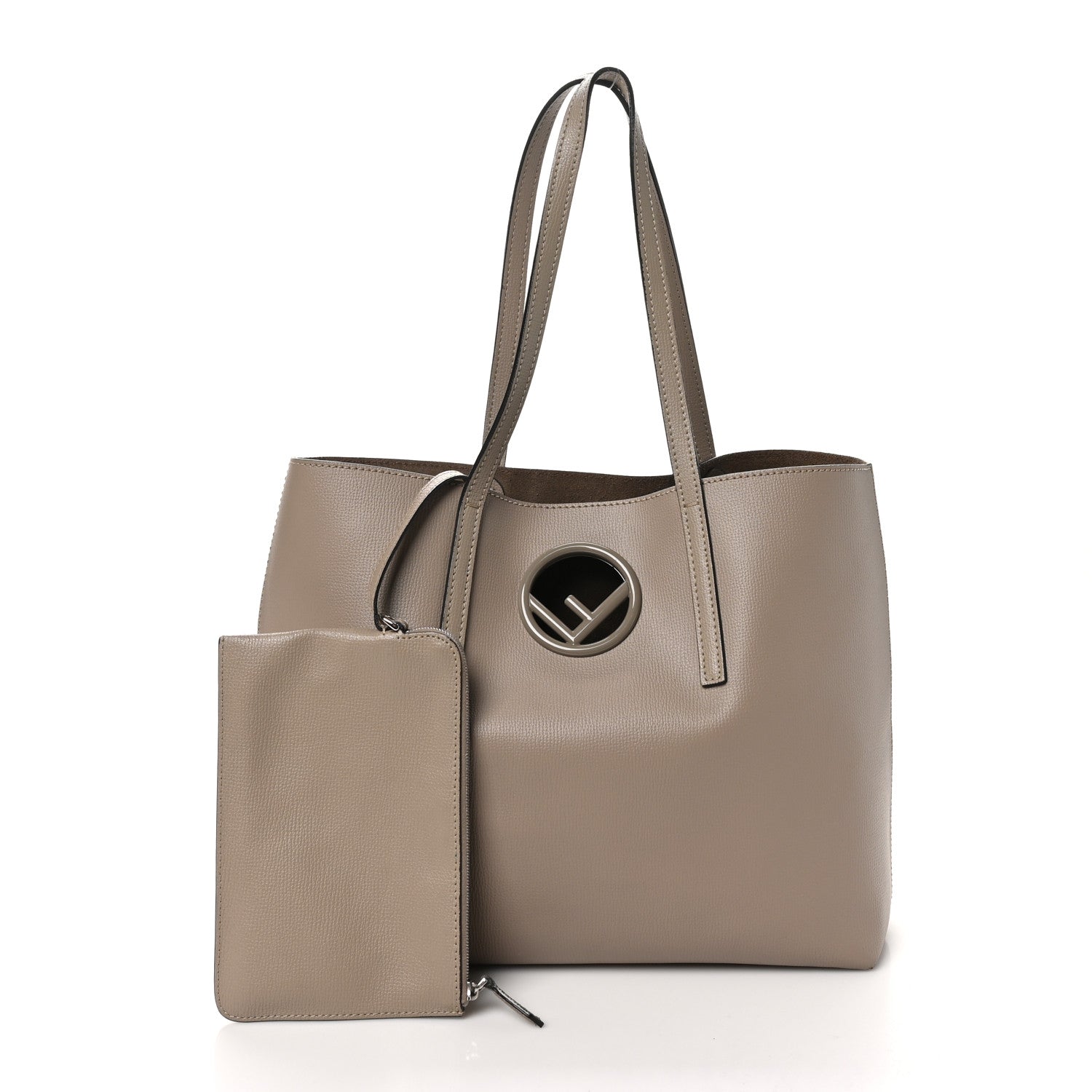 Fendi Vitello Vienna Enamel F is Fendi Shopping Tote Tortora Taupe 3 of 13