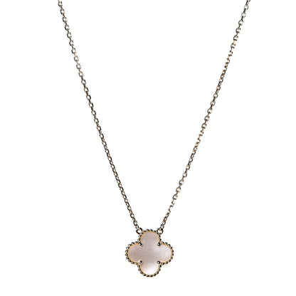 Van Cleef & Arpels 18K Yellow Gold Mother of Pearl Vintage Alhambra Pendant Necklace 1 of 7