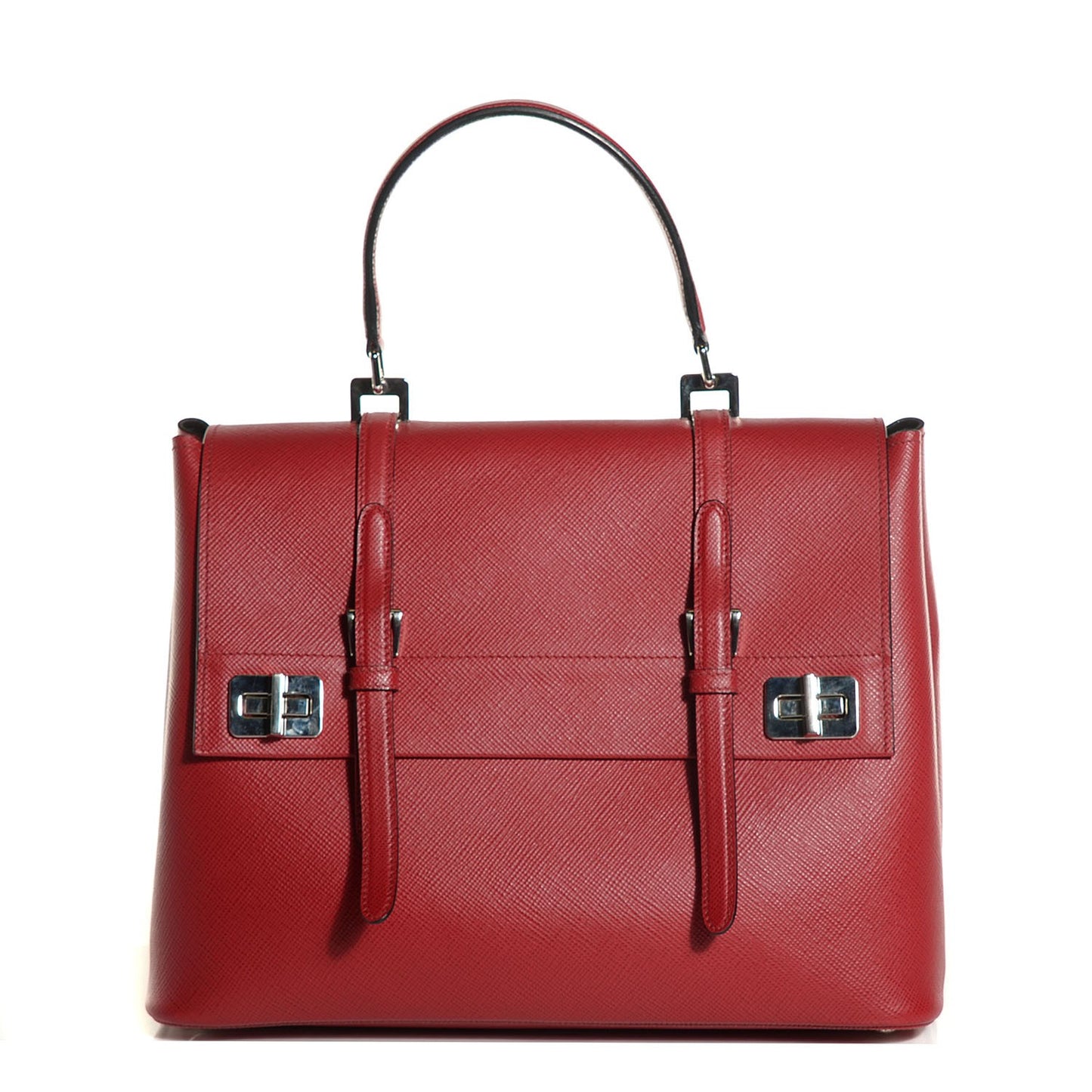 Saffiano Cuir Convertible Top Handle Tote Fuoco