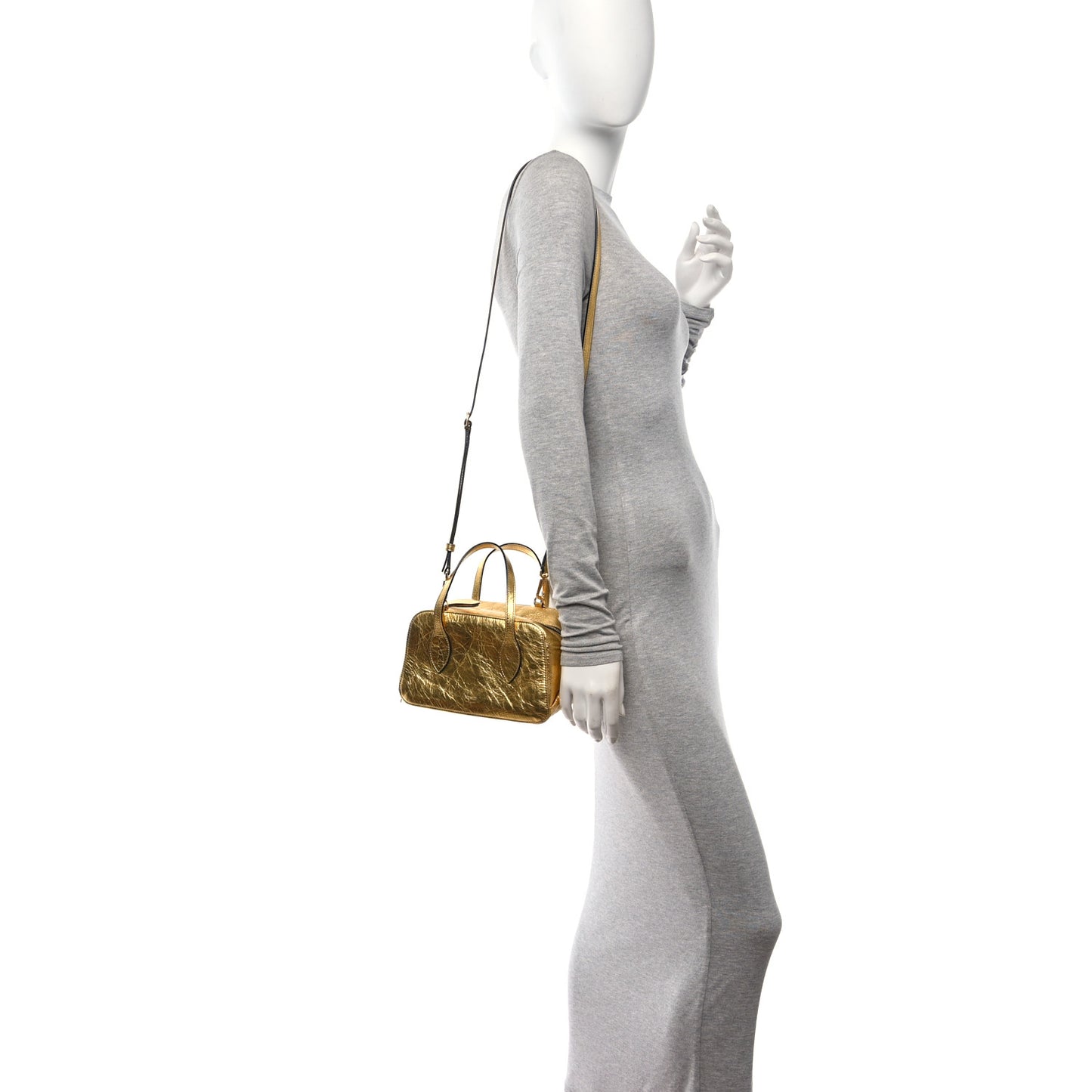 Metallic Calfskin Small Maeve Bag Gold