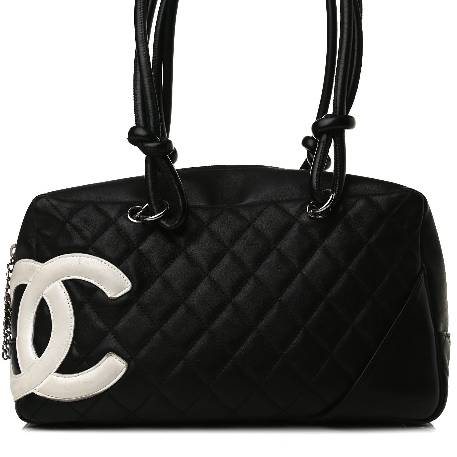 Chanel Calfskin Quilted Large Cambon Bowler Black White 8 of 17