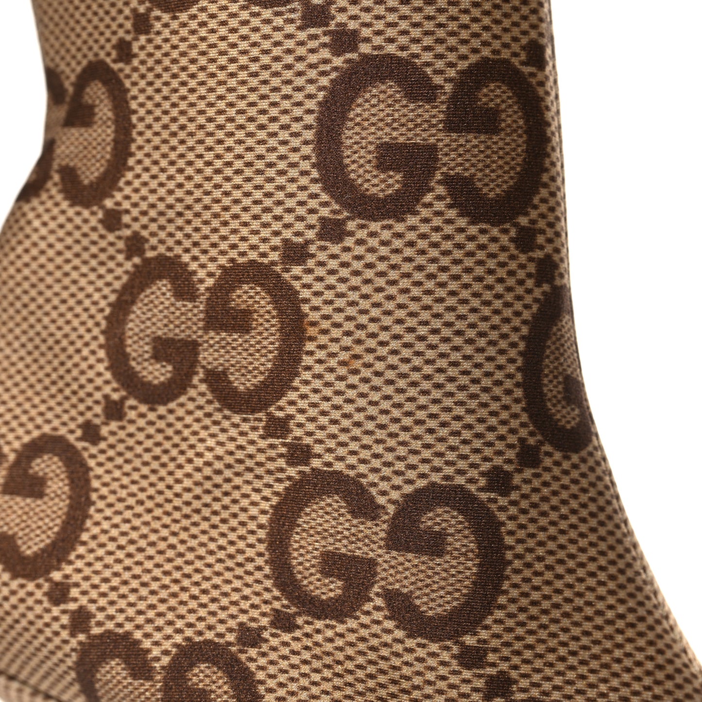 X GUCCI Jersey Maxi GG Monogram Crepe Knife Booties 37 Camel Ebony