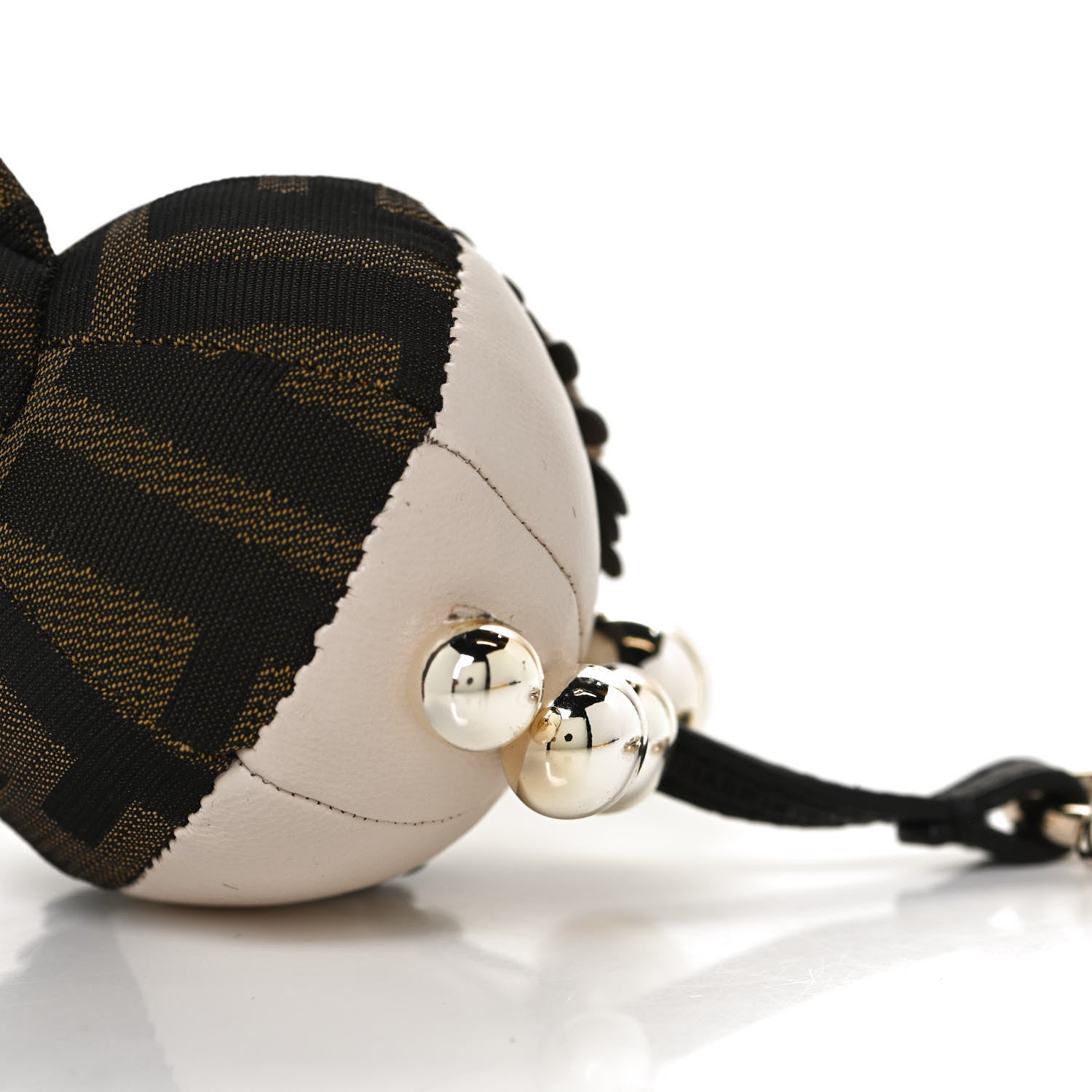 Fendi Nappa Zucca Zucchino Pearl F is Fendi Space Monkey Bag Charm Camelia Carbone Mogano Panna 4 of 5